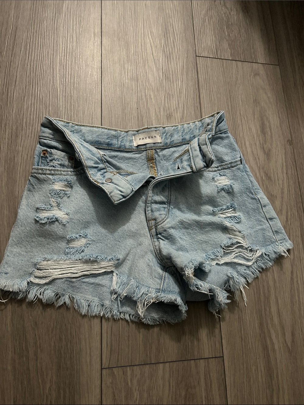 PacSun Light Wash Ripped Denim Cutoff Shorts